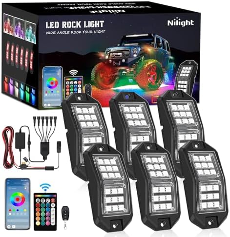 Nilight RGB LED Rock Lights Kit 6 PCS 18LED Wide Angle Wheel Well Light by Nilight