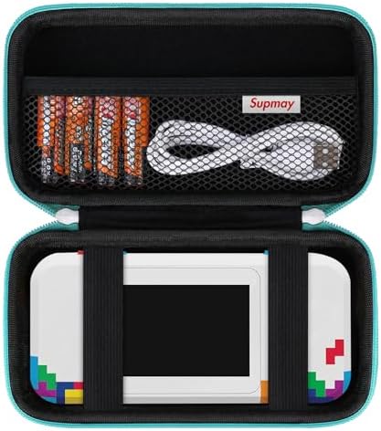 Supmay Hard Travel Case for My Arcade Atari Pocket Player Pro, Portable Video Game System Handheld Game Protection Case with Mesh Pocket for Batteries and USB-C Cable, Green by Supmay