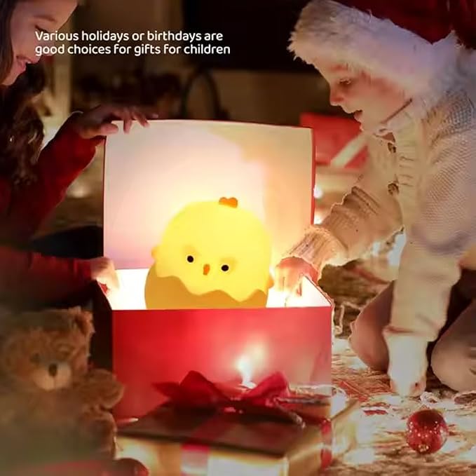 Easter Chick Egg Night Light - Dimmable 7-Color LED Nursery Lamp for Babies, Soft Silicone Touch Eggshell Decor for Easter Basket, Bedroom & Kids Room, Easter Gifts & Birthday Presents - Image 8
