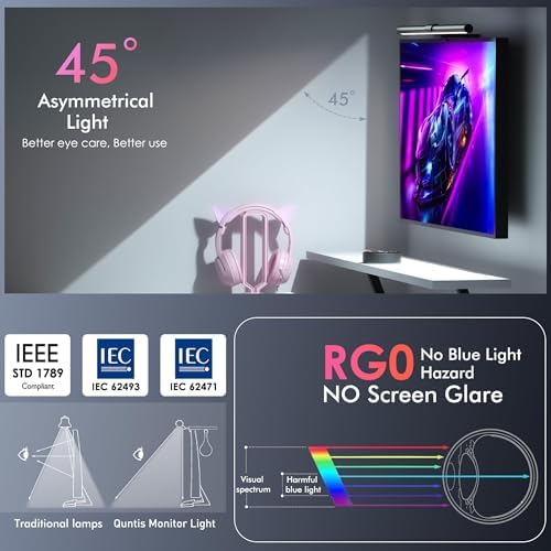 Quntis RGB Monitor Light Bar with Remote, Flat Curved & Ultrawide Fits - Image 5