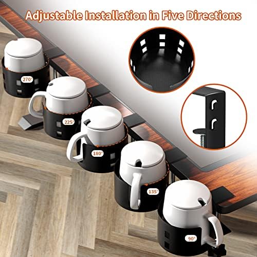 OOKUU 2 Pack Large Desk Cup Holder, Anti-Spill Cup Holder for Desk or Table, Sturdy and Durable, Easy to Install, Enough to Hold Coffee Cups, Water Bottles, Gaming PC Office Accessories, Black - Image 5
