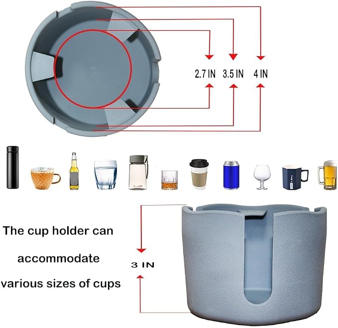 Suction Cup Holder - Ultra-Strong Desk Cup Holder, Non-Slip RV Drink Holder for Car/Office/Home, Organize Mugs & Water Bottles (Perfect for Drivers, Travelers, Office Workers) (Gray) - Image 6