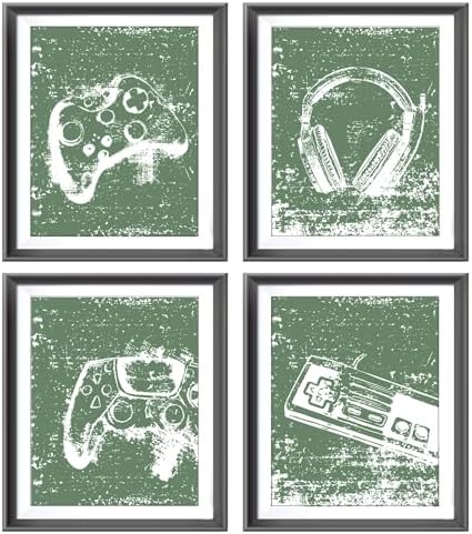 Retro Video Game Gaming Poster Prints for Home Boys Room Playroom Decor,Black And White Video Game Decorations Prints Wall Art Unframed 4pcs 8x10inches,Gift for Gamer Boys Gaming Love (8×10 inc) by AEHIE