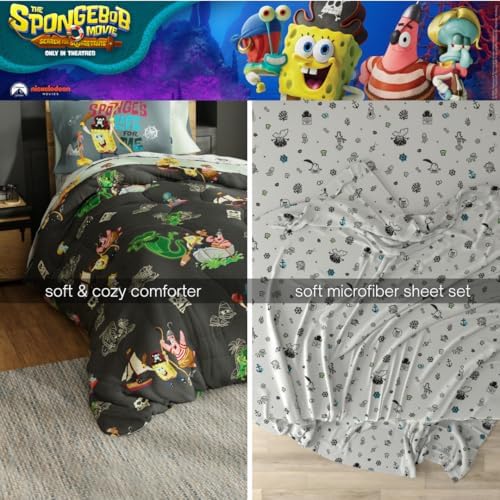 Spongebob Squarepants Movie Kids Full Size Bedding Set with Roblox UGC Reward Included – 7-Piece Super Soft Cozy Reversible Comforter & Sheet Set (Officially Licensed Product) by Franco - Image 6
