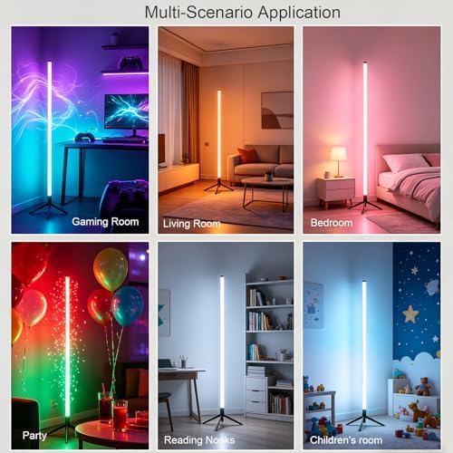 RGB Corner Floor Lamp, Smart LED with App & Remote Control - Image 2