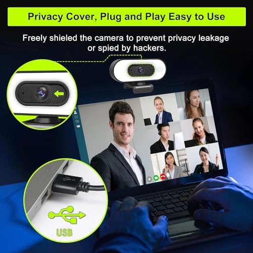 ToLuLu 1080P Full HD Webcam with Ring Light Microphone Streaming Web Camera - Image 6