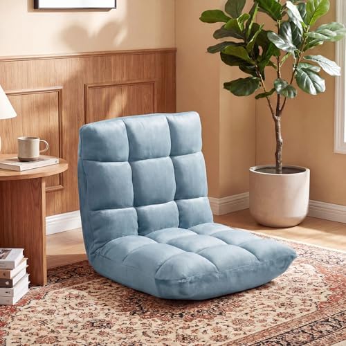 COSTWAY Floor Chair, Video Gaming Chairs with Back Support (Mint Blue) - Image 4