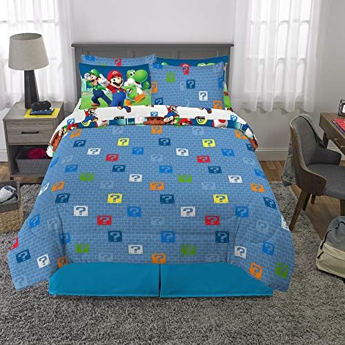 Super Mario Kids Bedding Set, Full Size 7 Piece Comforter and Sheet Set with Sham, (Officially Licensed Product) by Franco - Image 6