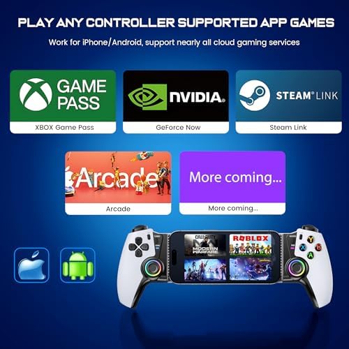 KICKDOT Wireless Phone Controller for iPhone/Android/iPad mini with Hall Joystick, LED Mobile Gaming Controller for iOS Support Xbox Cloud, Steam Link, GeForce Now, Arcade,Call of Duty, Roblox - Image 4