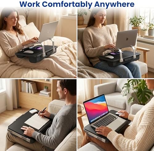 Laptop Lap Desk with Cushion, Laptop Stand for Bed with Pillow - Image 5