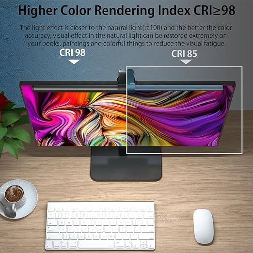 OOWOLF 7.5W 20.1" Computer Monitor Light Bar with Remote Control Backlight, Eye-Care CRI≥98 Stepless Dimming Brightness and Color Temperature, No Screen Glare Computer Monitor Lamp for Office Gaming - Image 3