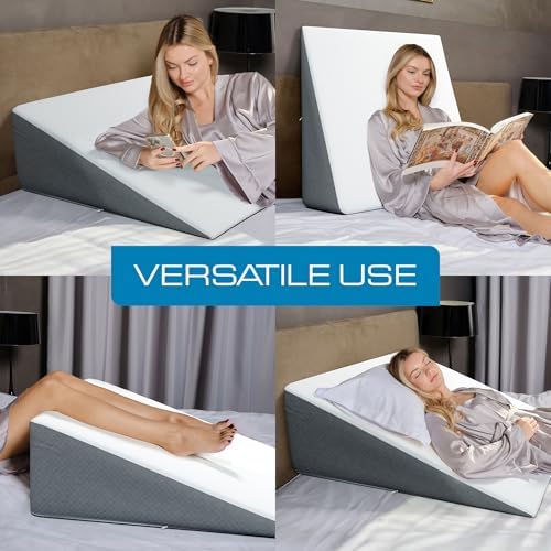 Kolbs Bed Wedge Pillow for Sleep Apnea, FSA Eligible Acid Reflux, and Back Pain Relief, with Chic Jacquard Cover - Headboard Wedges for Sleeping (Extra Wide 12" Height) - Image 6