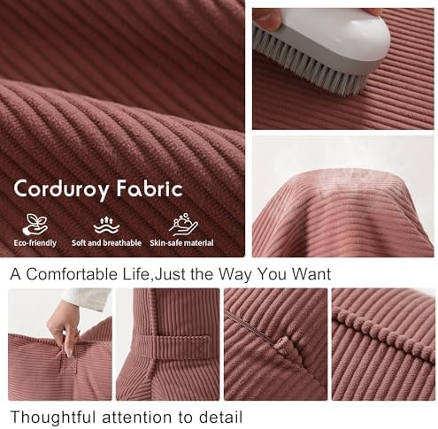Pat. Pend. Corduroy Back Pillow for Sitting Up & Reading, Ergonomic Triangle Lumbar Support Cushion for Sofa, Armchair & Bed, Removable Cover, Brick Brown - Image 6