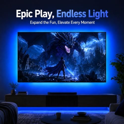MORIACC 18ft TV LED Backlight for 45-75 Inch TVs, RGB LED Lights for TV with Music Sync, Bluetooth APP & Remote Control, USB Powered Ambient Lighting for Gaming, Movies, Bedroom & Home Theater - Image 2