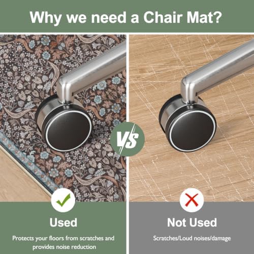 Anidaroel 36"x48" Floral Chair Mat for Hardwood Floor & Tile Floor, Office Chair Rug for Rolling Chair, Desk Chair Mat for Hard Floors, Anti-Slip Computer Gaming Chair Mat, Easy to Roll - Image 3