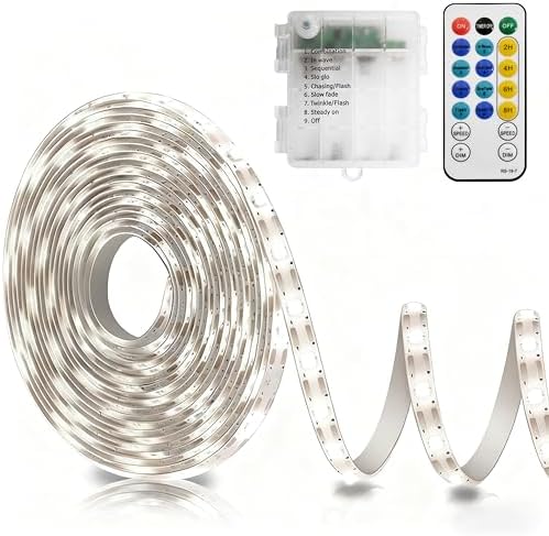 echosari Strip Lights Battery Operated, 16.5Ft 150 LED 2835 SMD Closet Strip Lights with Remote for Bedroom, Kitchen, Cabinet Décor (Cool White) by echosari