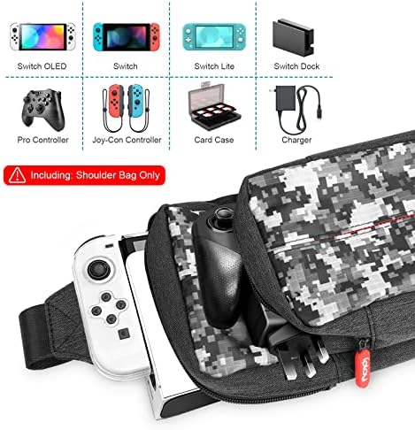 Backpack Carrying Travel Bag for Nintendo Switch/2/Lite/OLED/Console/Dock/Joy-Cons&Accessories Storage, Portable Nylon Waterproof Crossbody Shoulder Chest Sling Side Gaming Bag for Men, Camouflage - Image 3