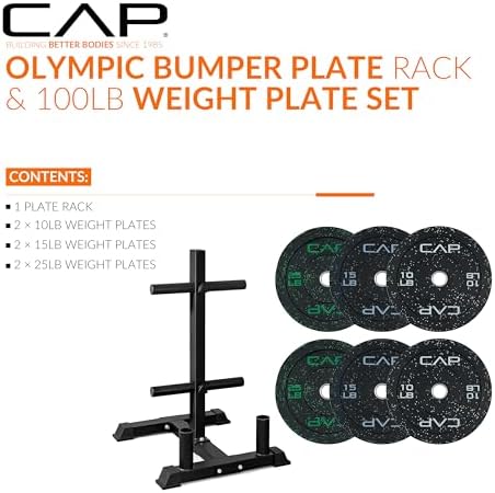 CAP 2-inch Olympic Bumper Plate Weight Set | 100-370 lbs | Multiple Colors | Storage Rack Optional - Image 2