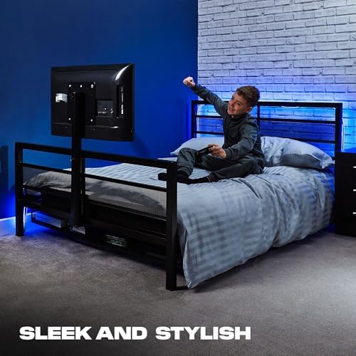 X Rocker Basecamp Full Size Gaming Bed, Rotating TV Mount with Vented Console Storage, Metal Mesh Frame with Slats, Amazon Exclusive, Black - Image 2