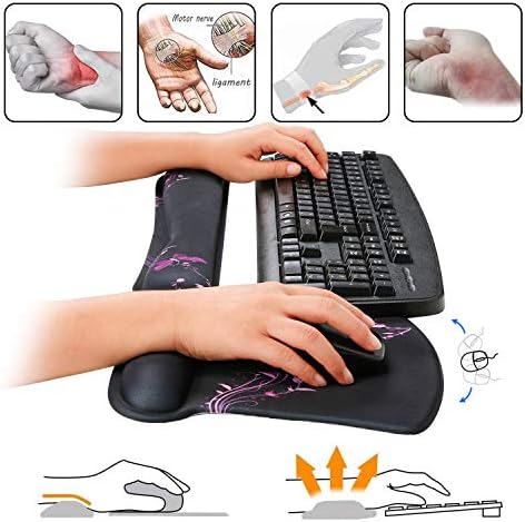 RICHEN Keyboard Wrist Rest Pad and Mouse Wrist Rest Support Mouse Pad Set,Durable & Comfortable & Lightweight for Easy Typing & Pain Relief-Ergonomic Support (Purple Butterfly) - Image 4