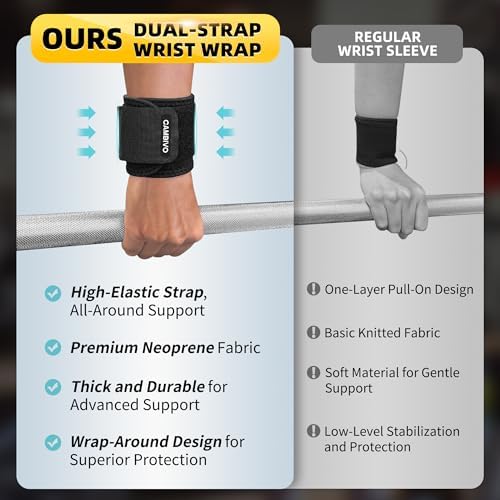 CAMBIVO 2 Pack Wrist Brace for Carpal Tunnel with wraps, Black | Wrist Support, Adjustable Wrist Wraps for Weightlifting, Tendonitis, Pain Relief, Sleeping, Night, Gym, Neoprene, Both Hands - Image 6