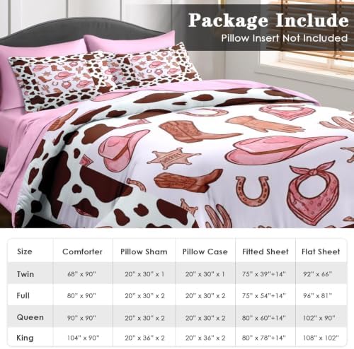 Pamnest Twin Comforter Set with Sheets, 5 Pieces Western Cowgirl Bedding - Image 6