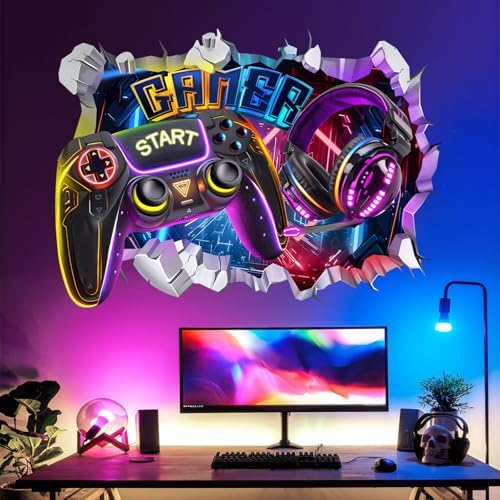 decalmile Gaming Gamer Controller Video Game Boys Wall Decals Stickers by decalmile