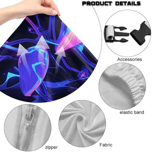 Mushroom Gaming Chair Covers with Armrest Set of 4 Office Desk Chair Slipcovers Non Slip Armrest Computer Chairs Slipcovers with Straps for Home Living Room Decorations - Image 6