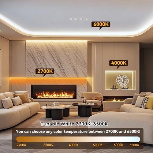 Pandery COB LED Strip Light,CCT Dimmable Strips Light,2700K-6500K,24ft/7.5m,8mm Wide,CRI90+ 24V LED Strips Kit with Bluetooth APP Control/Music Mode,for Bedroom,Kitchen,DIY Lighting - Image 4