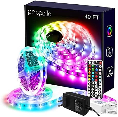 Phopollo 40FT LED Strip Lights for Bedroom RGB Color Changing by Phopollo