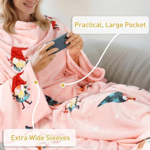 Catalonia Wearable Blanket with Sleeves for Women & Men, Fleece Wrap Throw - Image 4