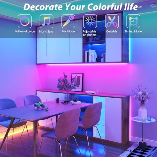 Ledagic Led Lights for Bedroom 150ft (2 Rolls * 75ft) Led Lights Music Sync - Image 2