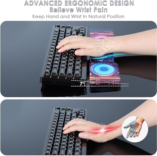 Punk Acrylic Keyboard Wrist Rest - Compact 60% Keyboard- Mechanical Keyboards Ergonomic Palm Rest for Computer Keyboard,Anti-Slip Base,Wrist Pad for Laptop,Office & Home-Easy Typing - Image 3