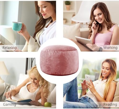 SHOUREN 5 Ft Bean Bag Chair,Bean Bag Chairs for Living Room,5 Foot,Pink | Bean Bag Chairs for Adults,Memory Foam Filling,Beanbag with Filler Included,Soft Velvet Cover,Pocket & Pull-Handle - Image 6