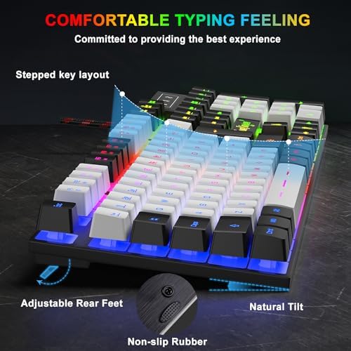 BlueFinger RGB Gaming Keyboard and Backlit Mouse Combo, USB Wired, LED Gaming Set for Laptop PC Computer Game and Work (Black & White) - Image 3