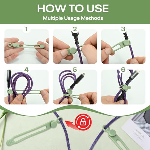 Silicone Cable Ties Reusable, 3 Sizes Cord Organizer Ties - Image 5