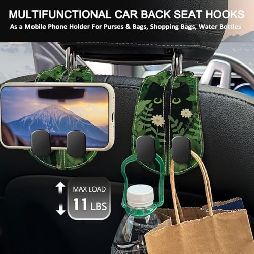 Blusabaca 2PCS Car Seat Headrest Hooks, Purses Bags Holder, Black Cat - Image 3
