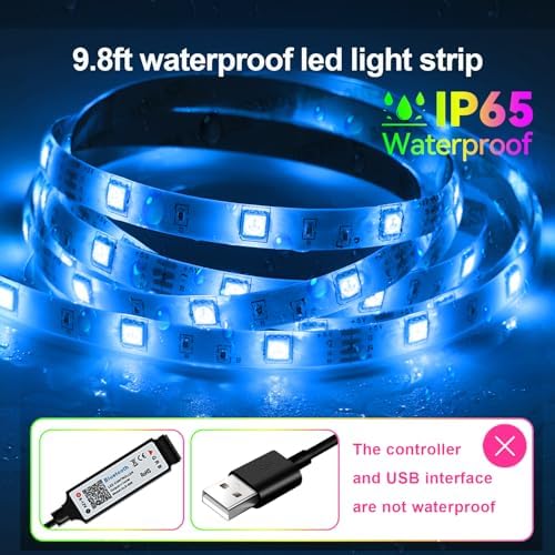 RGB LED Strip Lights 9.8Ft for TV Behind,Remote&App Control,IP65 Waterproof - Image 5