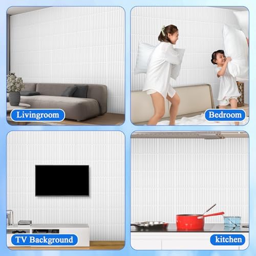 Nuanchu 32 Pcs 3D Wall Panels, 12"x12" PVC Fluted Tiles, White - Image 7
