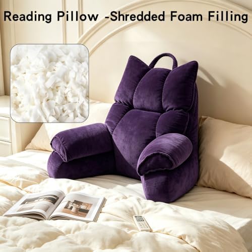 Reading Pillow for Bed with Arms, Back Support, Memory Foam（Grape, Large） - Image 3