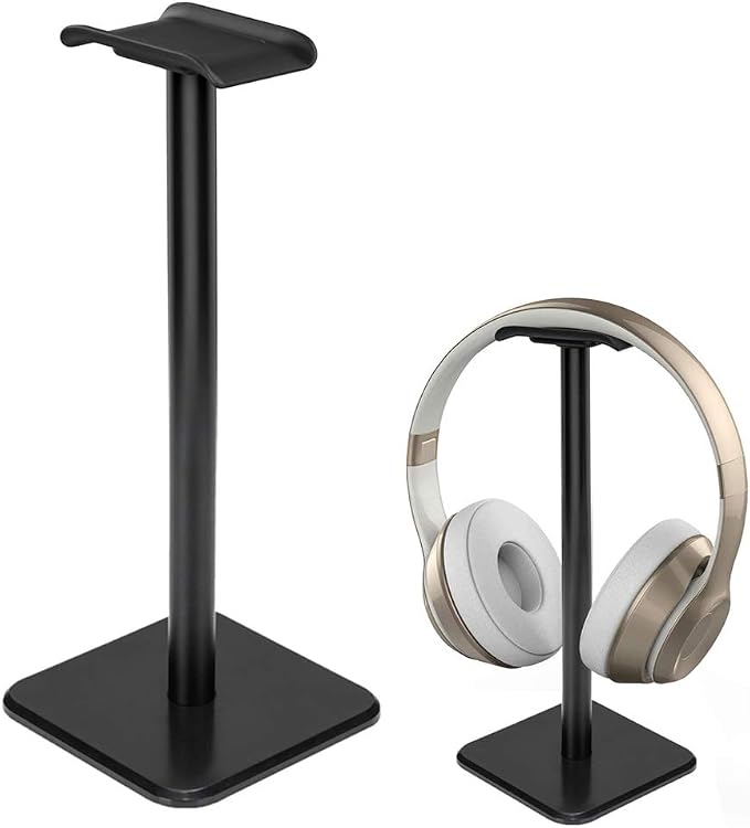 Headphone Stand Gaming Headset Holder Universal Aluminum Metal Headphone Holder Hanger with Aluminum Supporting Bar Flexible Headrest ABS Solid Base for All Headphone,Black, HSB3602 by Deear