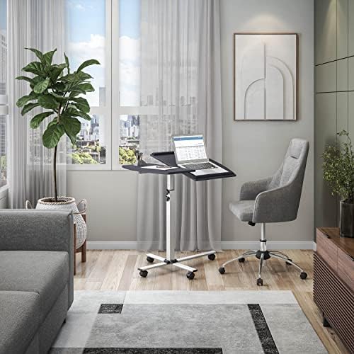 Techni Mobili Adjustable Height Rolling Laptop Cart w/ Tilting Top Graphite - Image 6