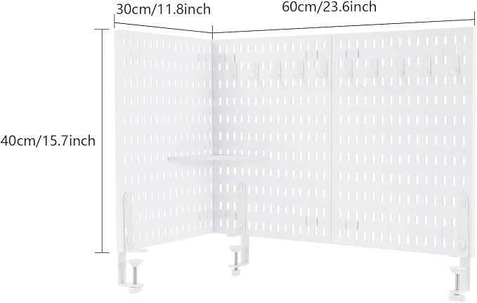 Desk Pegboard, Privacy Divider & Desk Partition Panel Set of 2, Office Accessory Organizer No-Drill Mounted Pegboard for Home, Office, Gaming (White, Clamp-on) - Image 3