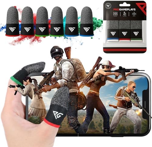 Finger Sleeves for Mobile Gaming, 3 Pairs Hybrid Carbon & Silver Fibre, Ultra Sensitive & Breathable 0.3 mm, Anti-Sweat, Anti-Dryness, Compatible with PUBG Mobile (Standard Size) by ProgameplaysUSA