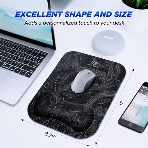 Gimars Large Smooth Superfine Fibre Memory Foam Ergonomic Mouse Pad Wrist Rest Support Mousepad with Nonslip Base for Laptop, Computer, Gaming & Office,Free Coaster Include-Topographic Map - Image 7