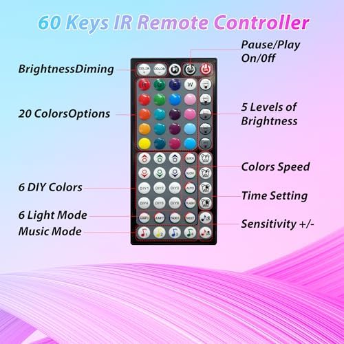 Ledagic 130 ft LED Lights for Bedroom (2 Rolls of 65ft) - Image 6