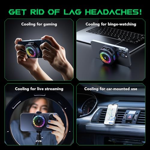 Black Shark Magnetic Phone Cooler 5 Pro - 18 Addressable RGB LEDs, Detachable Grip, APP-Controlled Thermostatic Cooling Fan for iPhone MagSafe/Android/iPad -Gaming/Streaming/Photography - Image 6