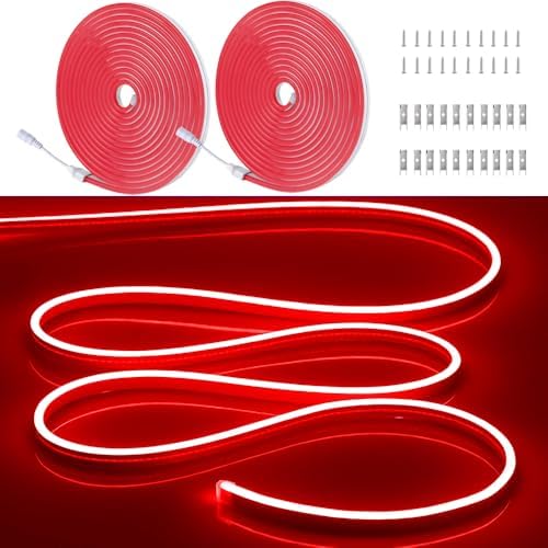 32.8FT/2PCS/10M Red LED Strip Lights - Flexible, Waterproof Neon Rope Lights for Indoor & Outdoor Decoration with Complete Installation Kit [Adapter Not Included by OWOFYDRForprofessional