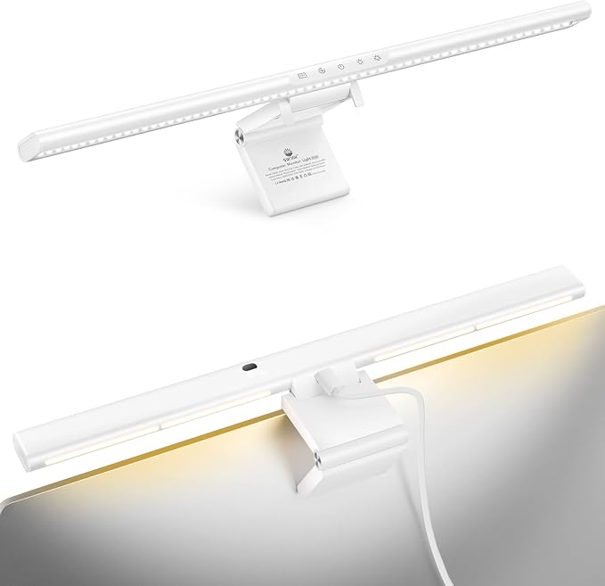 Syrinx Monitor Light Bar for Home Office & Gaming, Eye-Caring Computer Monitor Lamp, No Glare Screen Light, CRI95+, Stepless Brightness & Color Temp Adjustment, USB Powered, for Flat & Curved Monitors by Syrinx