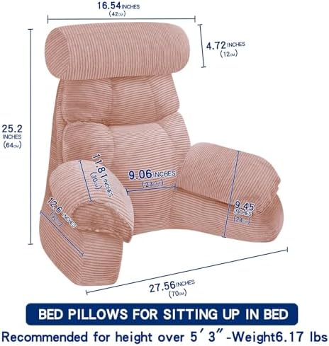FXXUDVNIIN Back Pillow for Bed Sitting up – with 9.4" Armrest - Image 2
